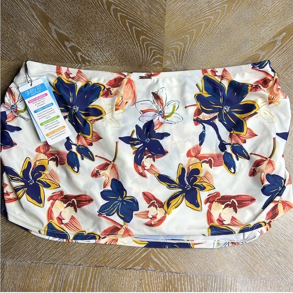SIMPLY FIT SWIMWEAR Plus Size Swimskirt in Evening Sand Print 3X - Picture 2 of 9
